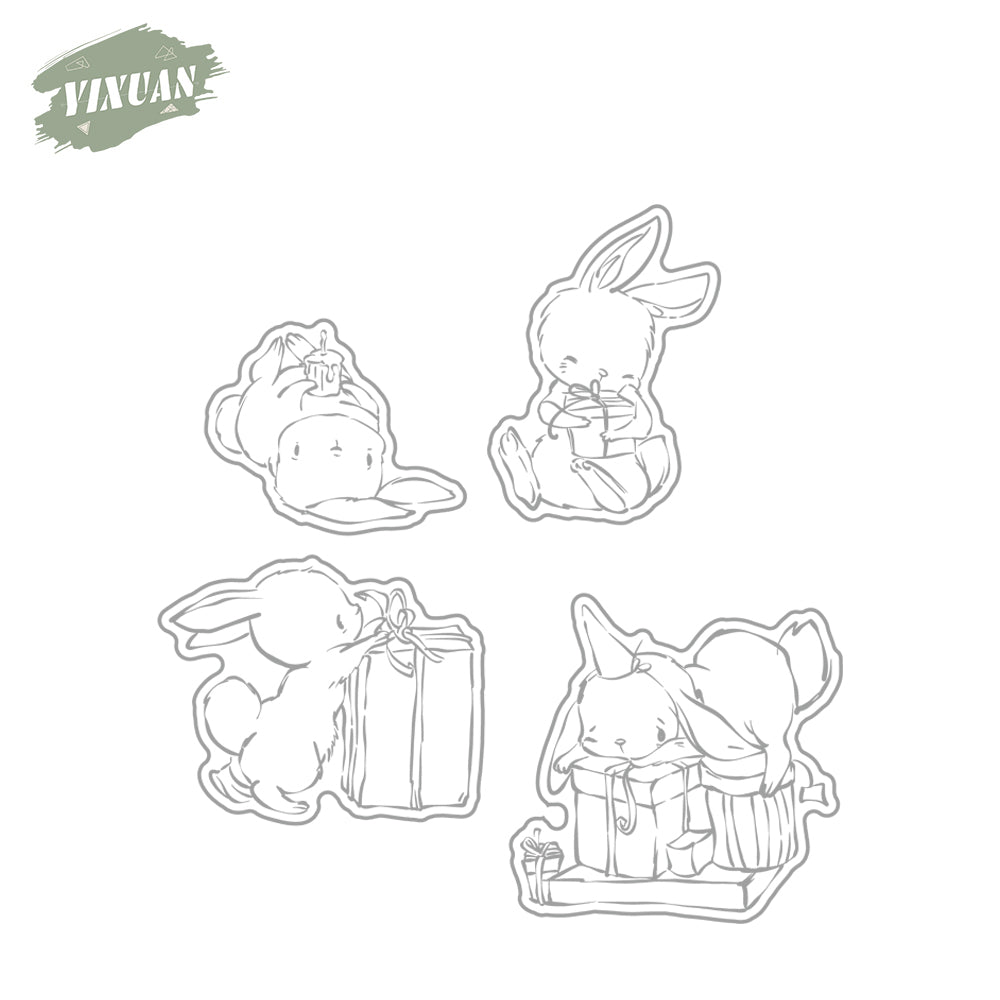 Happy Birthday Gifts & Cute Rabbits Cutting Dies And Stamp Set YX1141-S+D