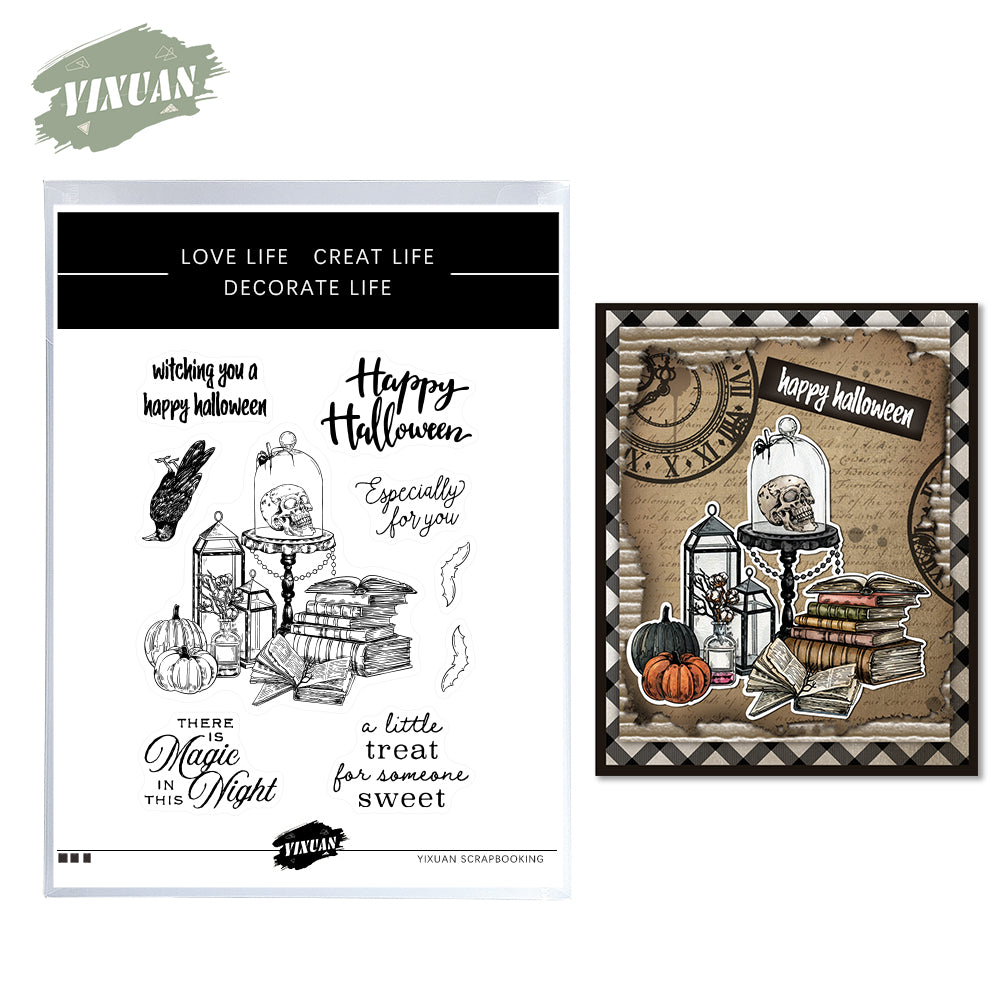 Halloween Pumpkin Light Books Cutting Dies And Stamp Set YX663-S+D