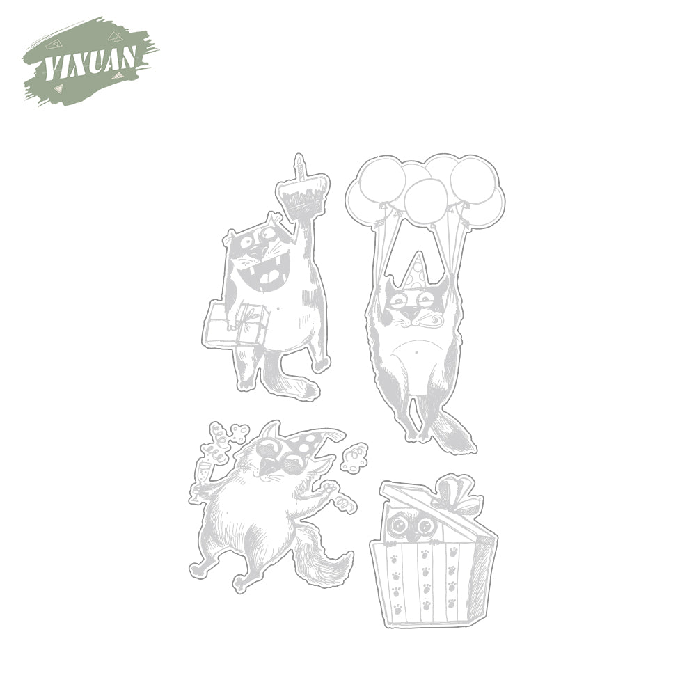 Happy Birthday Gifts Funny Cats Cutting Dies And Stamp Set YX1023-S+D