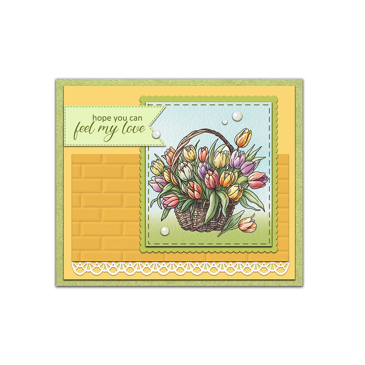 Baskets Of Blooming Flowers Tulip Cutting Dies And Stamp Set YX1182-S+D