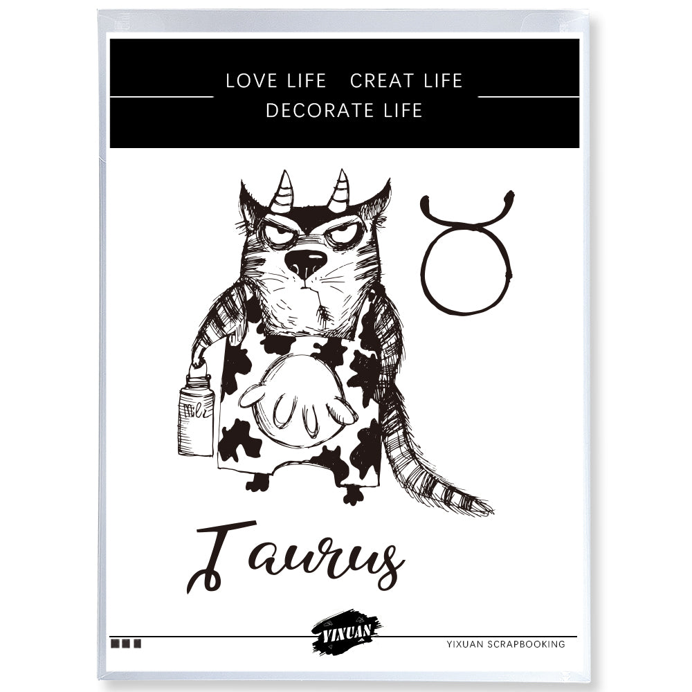 Cute Funny 12 Constellation Cat Cutting Dies And Stamp Set YX960-YX971