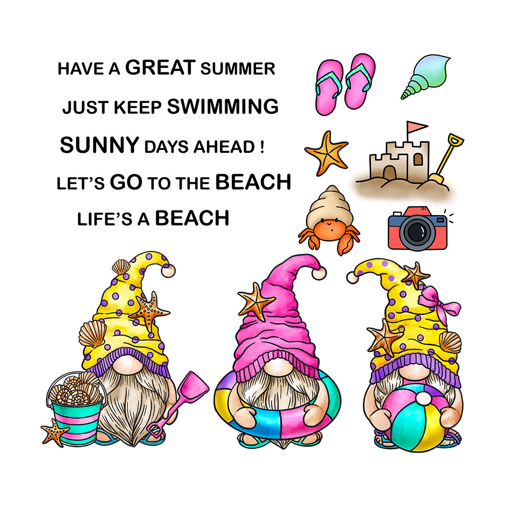 Cute Summer Beach Gnomes Cutting Dies And Stamp Set YX1144-S+D