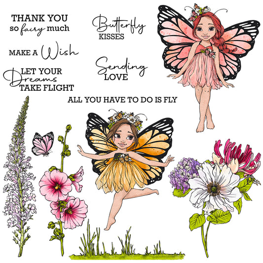 Spring Flowers Floral Girl Butterfly Fairy Cutting Dies And Stamp Set YX1130-S+D