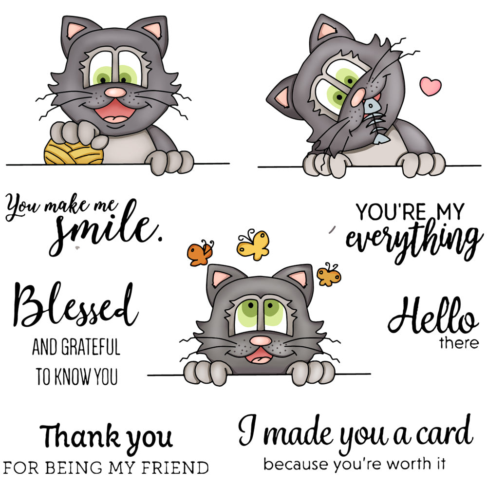 Kawaii Little kitty Pet Cats Cutting Dies And Stamp Set YX643-S+D