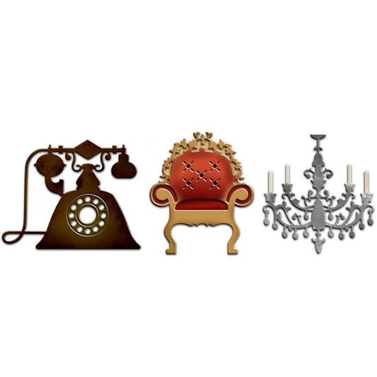 Retro European Style Sofa Phone Chandelier Cutting Dies Set YX829