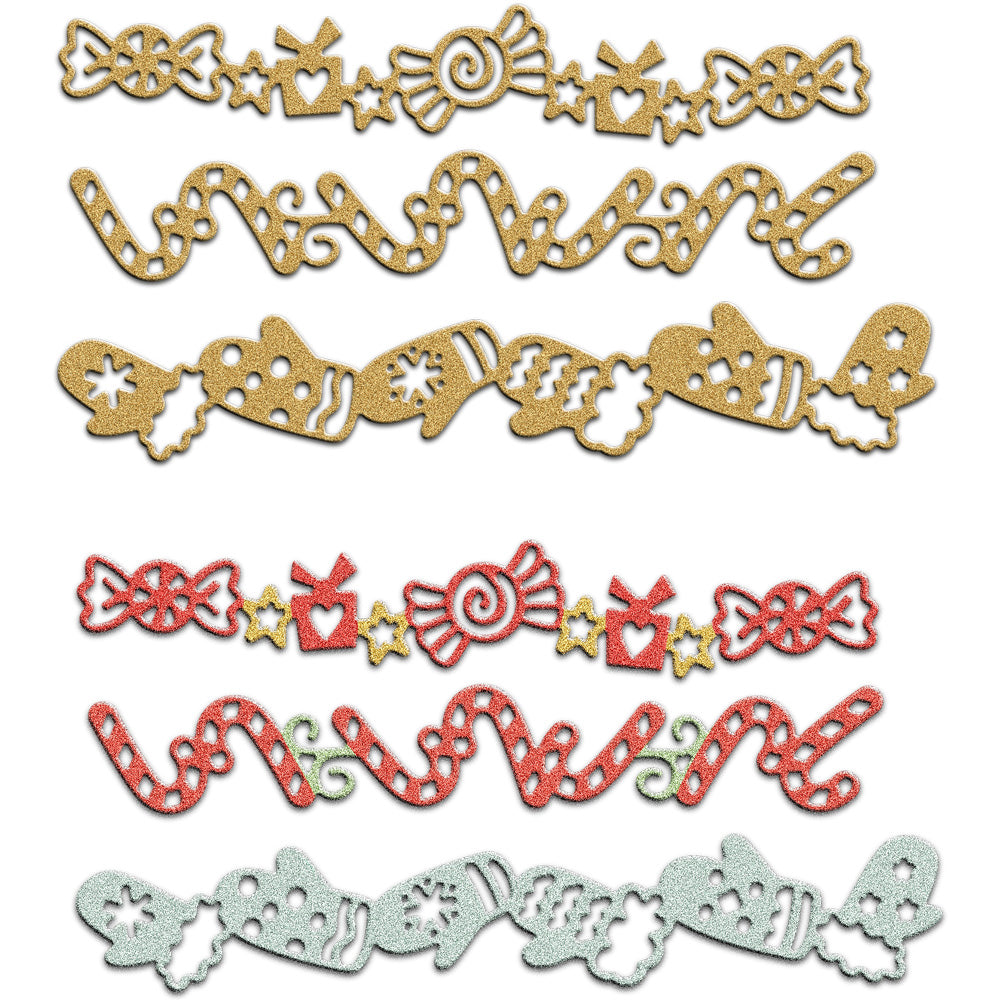 3pcs Christmas Decor Candy Cane Gloves Border Cutting Dies Set YX819