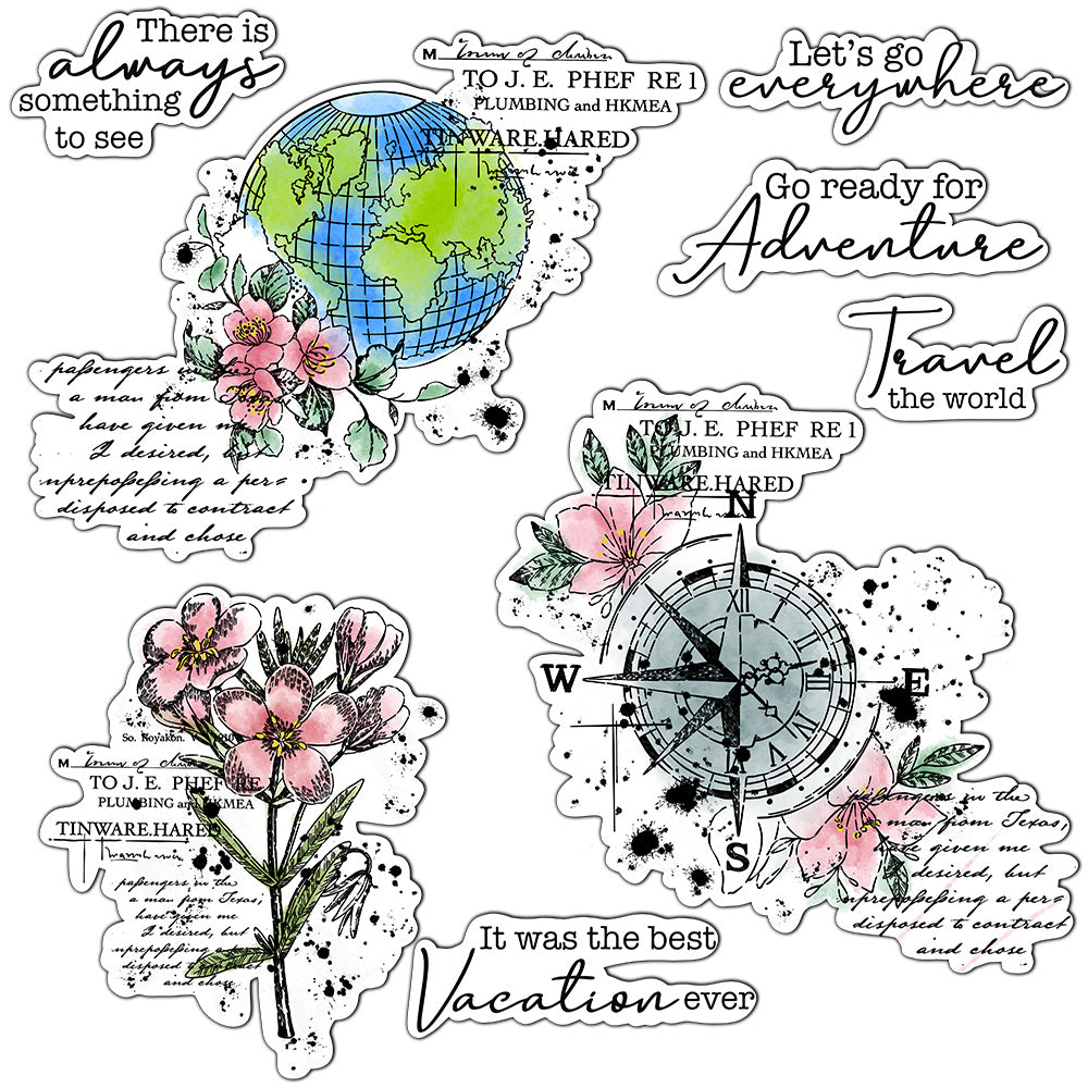 Travel Around The Earth And Flowers Cutting Dies Set YX937-D