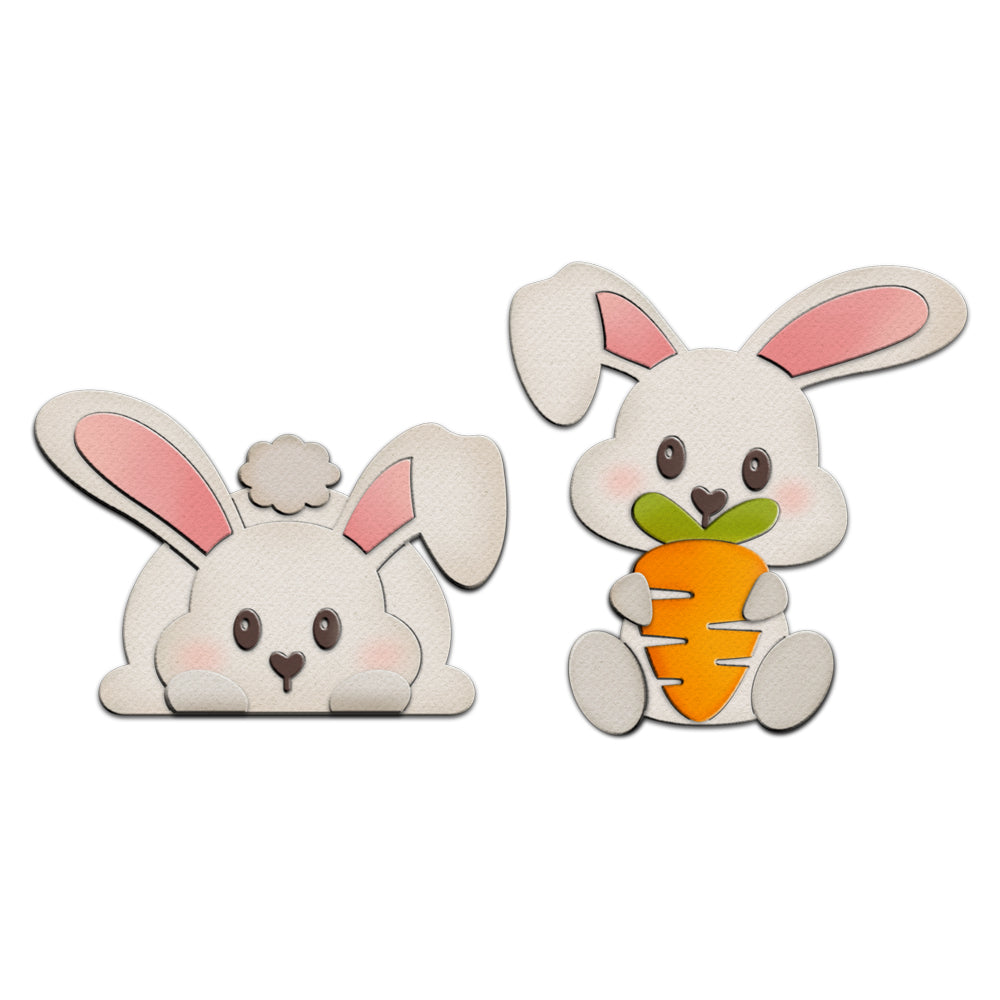 Cute Cartoon Rabbits And Carrot Metal Cutting Dies Set YX1033