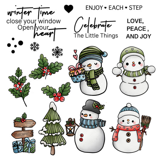 Christmas Tree Winter Snowman Cutting Dies And Stamp Set YX824-S+D