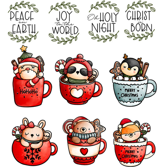 Cute Christmas Animals In Cup Cutting Dies And Stamp Set YX864-S+D