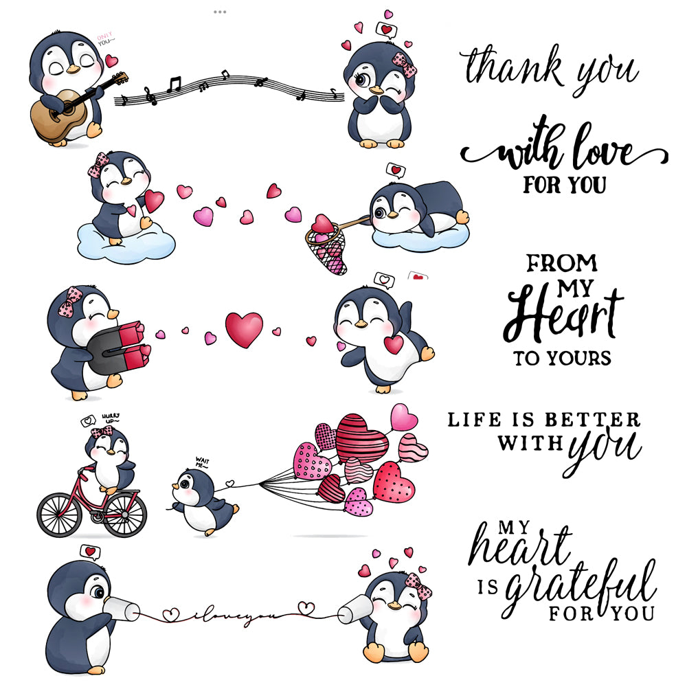 2022 Winter Penguins And Hearts Cutting Dies And Stamp Set YX574-S+D