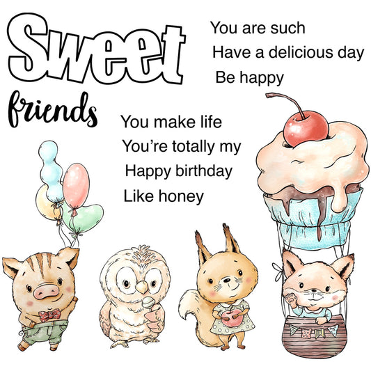 Sweet Cupcake And Cute Animals Cutting Dies And Stamp Set YX825-S+D