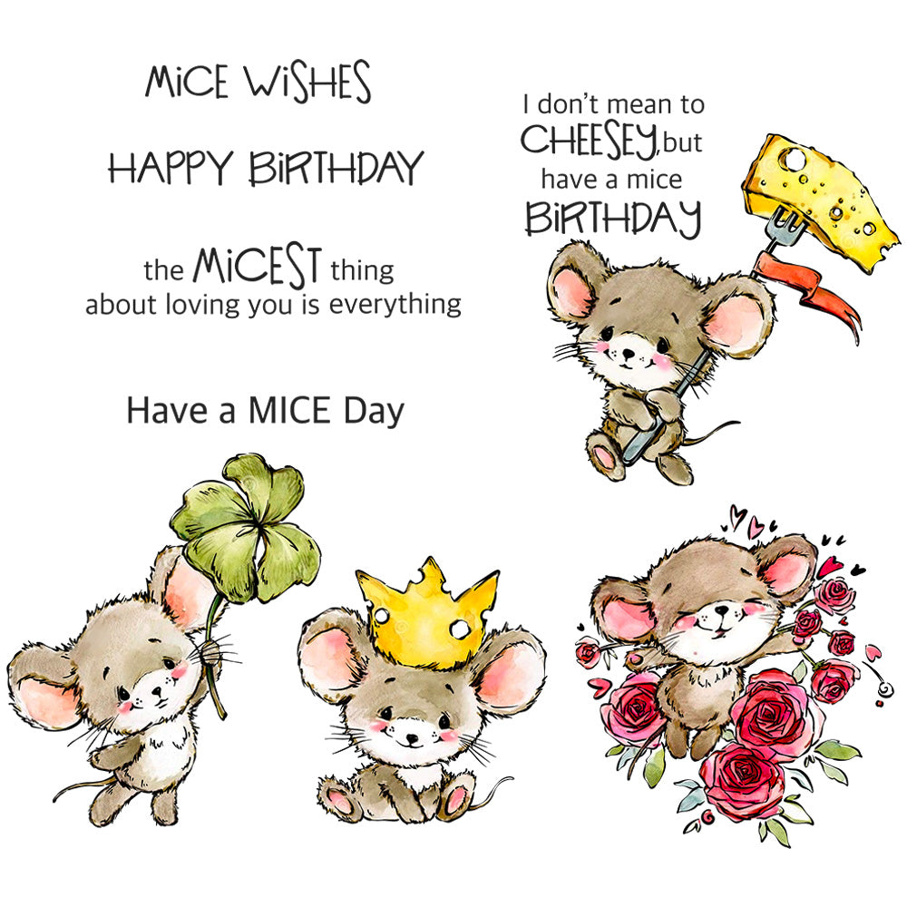 Happy Birthday Adorable Little Mice Mouse Cutting Dies Set YX1004-D