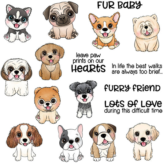 Cute Little Pet Dogs Puppy Cutting Dies And Stamp Set YX577-S+D