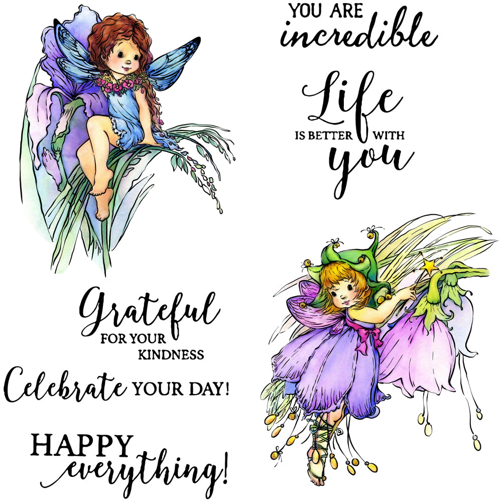 Beautiful Little Flower Fairy Cutting Dies And Stamp Set YX726-S+D