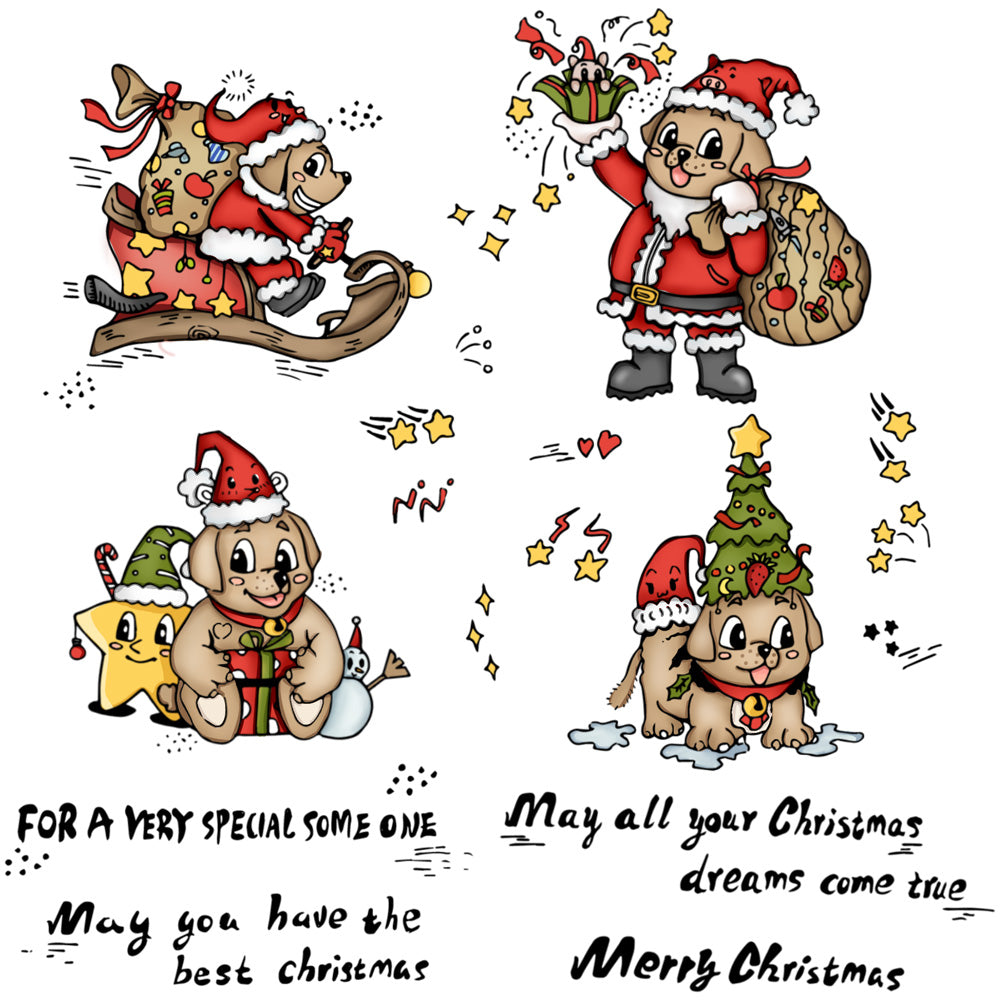 Cute Pet Dogs Christmas Cutting Dies And Stamp Set Xmas Snata Claus Doga YX015-S+D