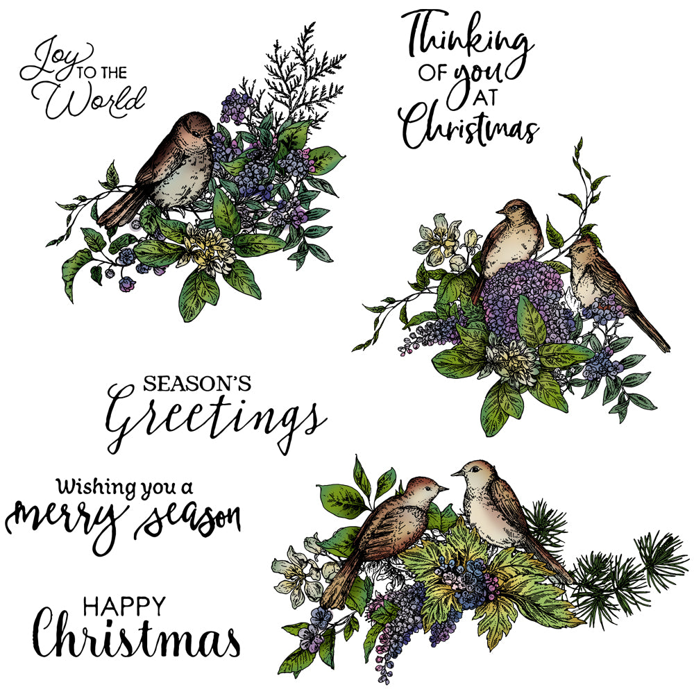 2022 Winter Merry Christmas Cute Sparrow Birds Cutting Dies And Stamp Set YX735-S+D