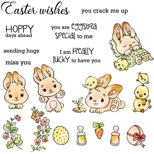 Easter Series Cute Rabbits And Chicks Cutting Dies And Stamp Set YX972-S+D