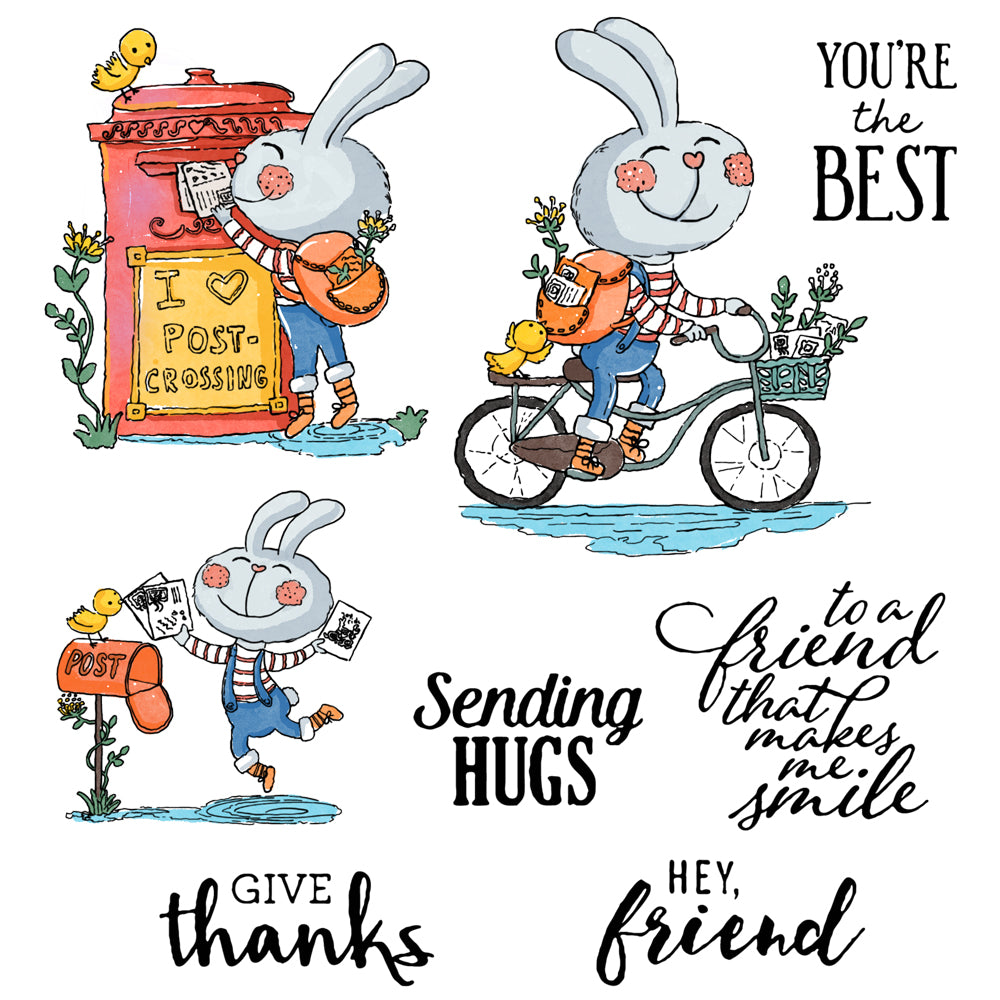 Cute Post Rabbits And Post Box Cutting Dies And Stamp Set YX541-S+D