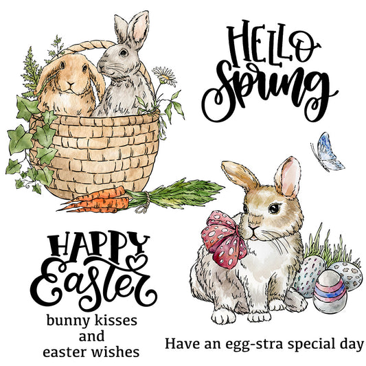 Happy Easter Eggs And Rabbits Cutting Dies And Stamp Set YX898-S+D