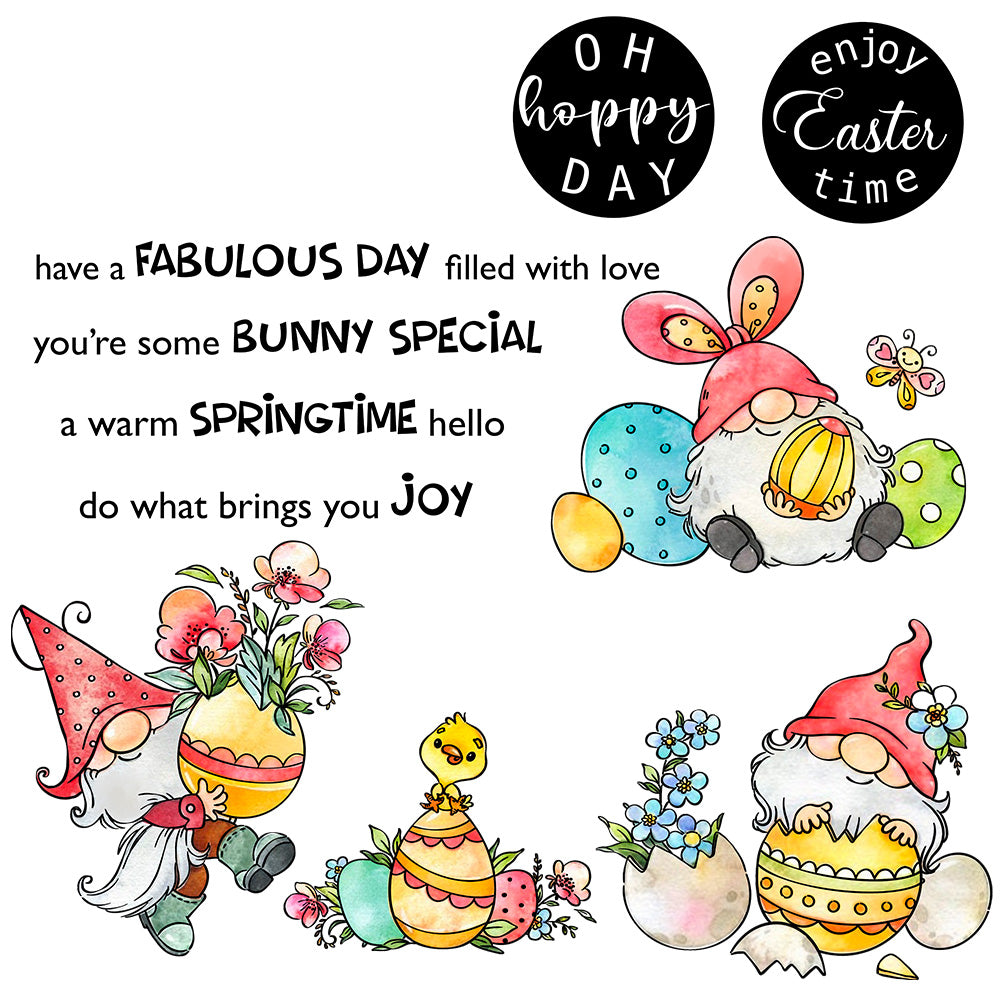 Colorful Easter Eggs And Cute Gnome Cutting Dies And Stamp Set YX974-S+D