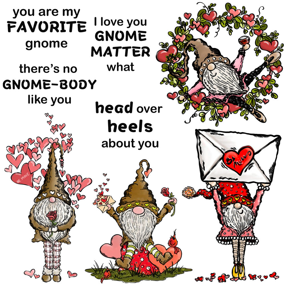 Cute Love Gnome And Hearts Cutting Dies And Stamp Set For Valentine's Day YX900-S+D