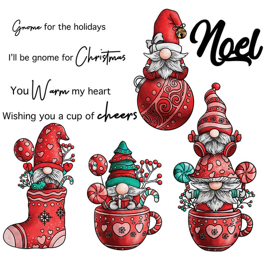 Christmas Stockings And Cups Gnome Cutting Dies And Stamp Set YX865-S+D