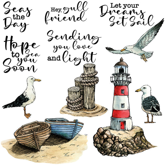 Seagull And Lighthouse Cutting Dies And Stamp Set YX1026-S+D