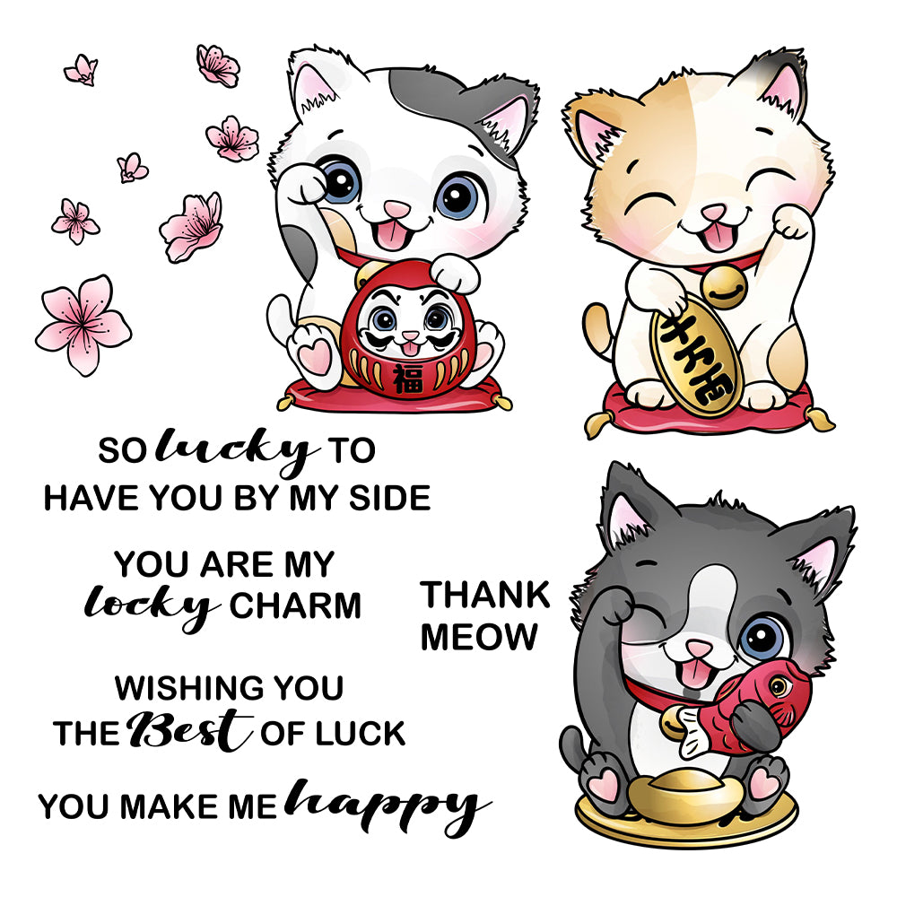 Kawaii Little Kitty Pet Cats Cutting Dies And Stamp Set YX1196-S+D