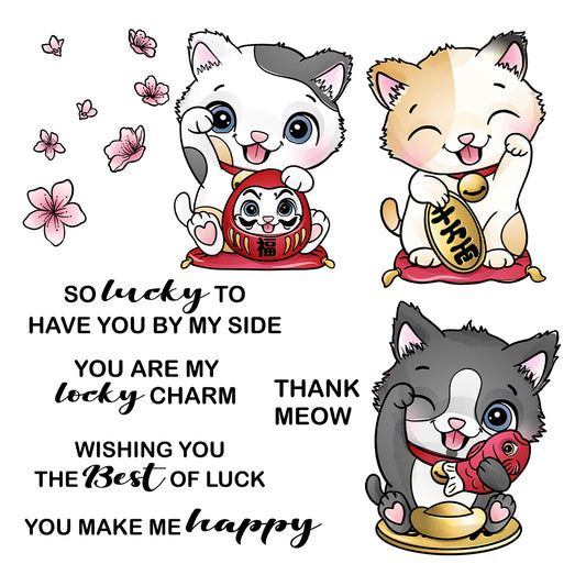 Kawaii Little Kitty Pet Cats Cutting Dies And Stamp Set YX1196-S+D