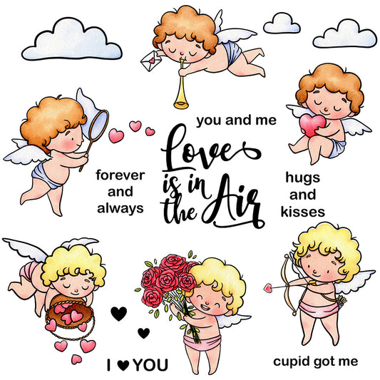 Cute Love Baby Cupid And Roses Cutting Dies And Stamp Set For Valentine's Day YX901-S+D