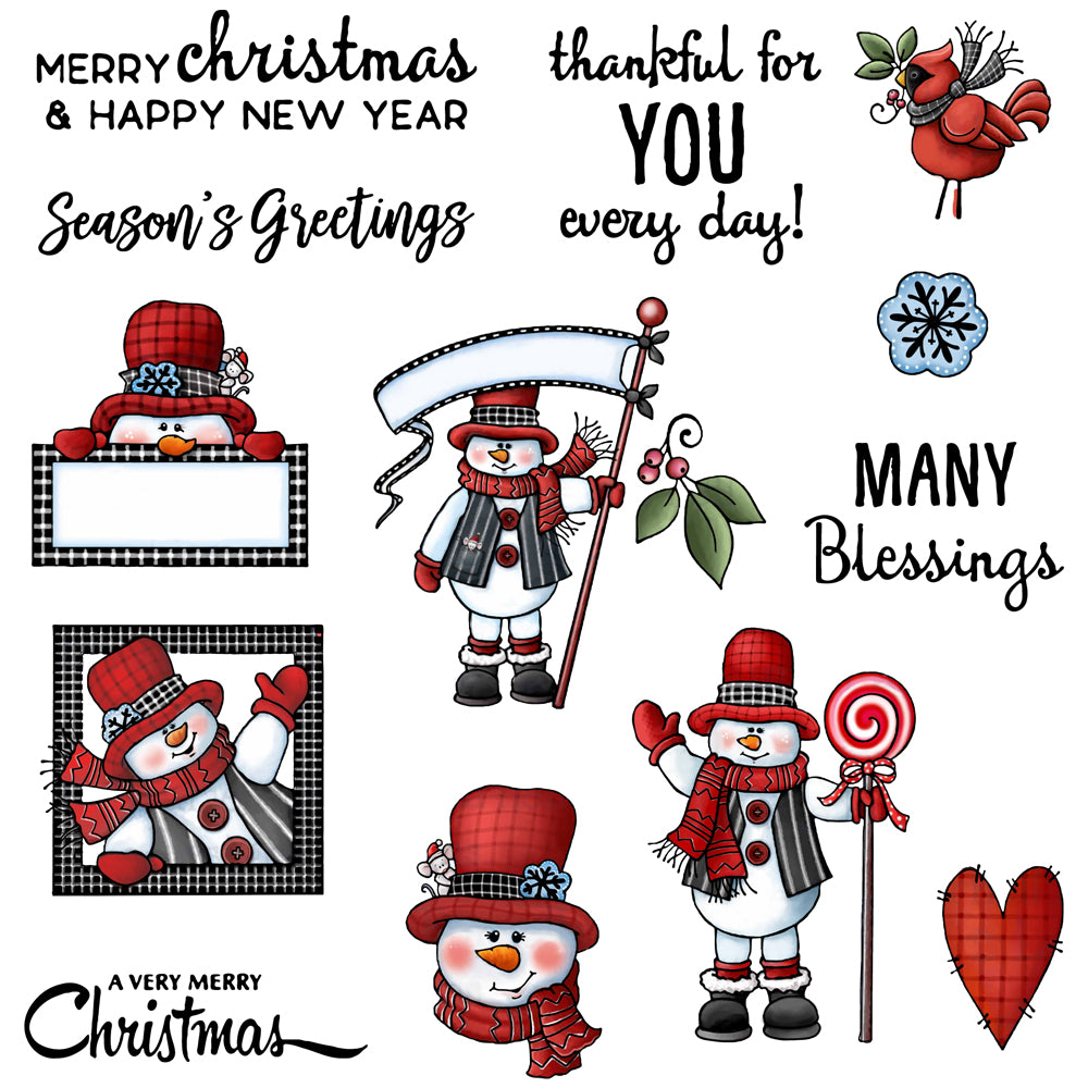 2022 Winter Cute Christmas Snowman Cutting Dies And Stamp Set YX775-S+D