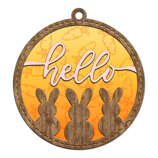 Hello Easter Rabbits Round Shaker Metal Cutting Dies Set YX994