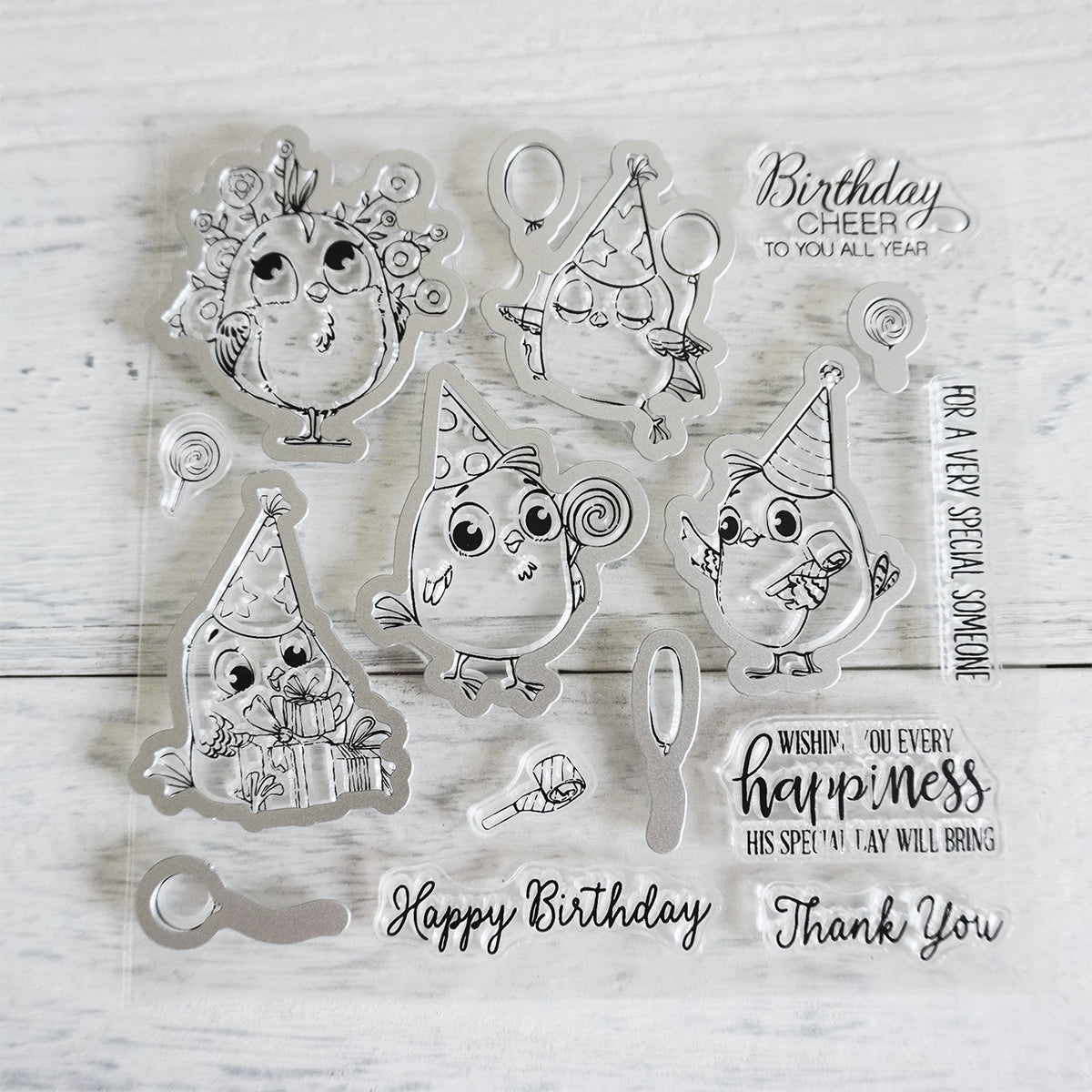 Birds Sparrow Celebration Birthday Wishes Clear Stamp YX562-S