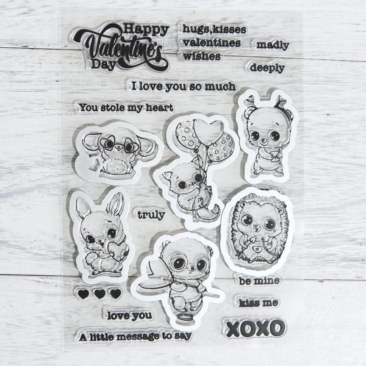 Heart Balloons And Cute Animals Clear Stamp For Valentine's Day YX876-S