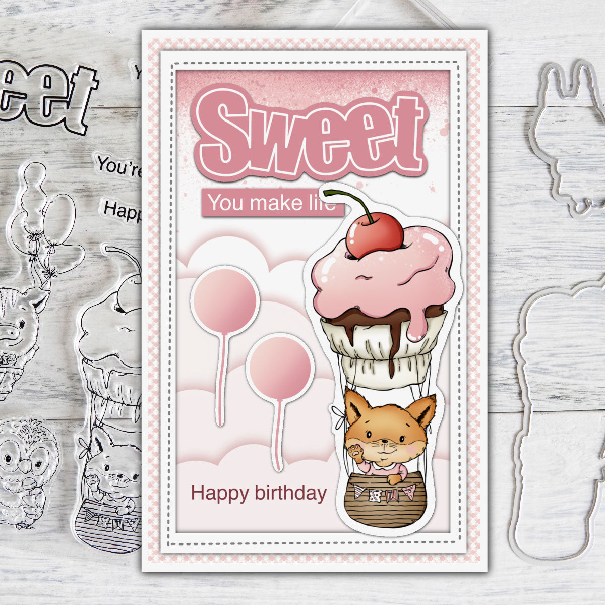 Sweet Cupcake And Cute Animals Cutting Dies And Stamp Set YX825-S+D