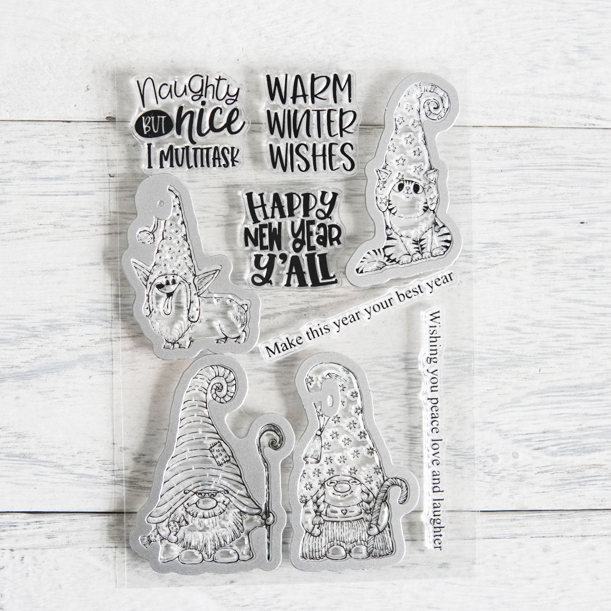 Cute Older And Pet Dog Cat Family Gnome Cutting Dies And Stamp Set YX811-S+D