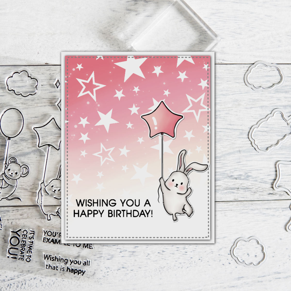 Animals And Balloons Cutting Dies And Stamp Set Happy Birthday Party YX645-S+D