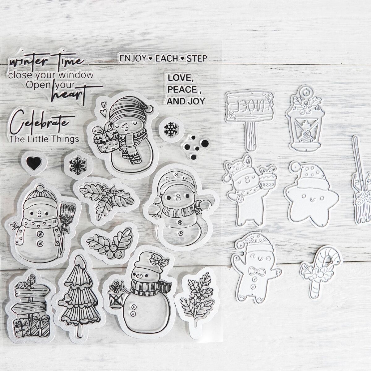 Christmas Tree Winter Snowman Cutting Dies And Stamp Set YX824-S+D