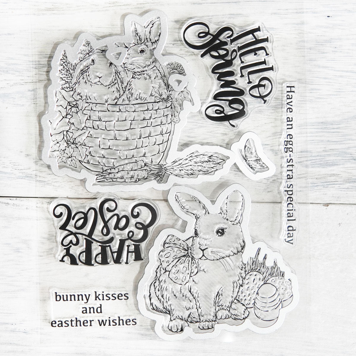 Happy Easter Eggs And Rabbits Cutting Dies And Stamp Set YX898-S+D
