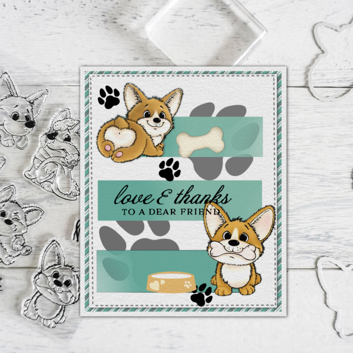 Cute Pet Dogs Joyful Dogs Holiday Life Cutting Dies And Stamp Set YX564-S+D
