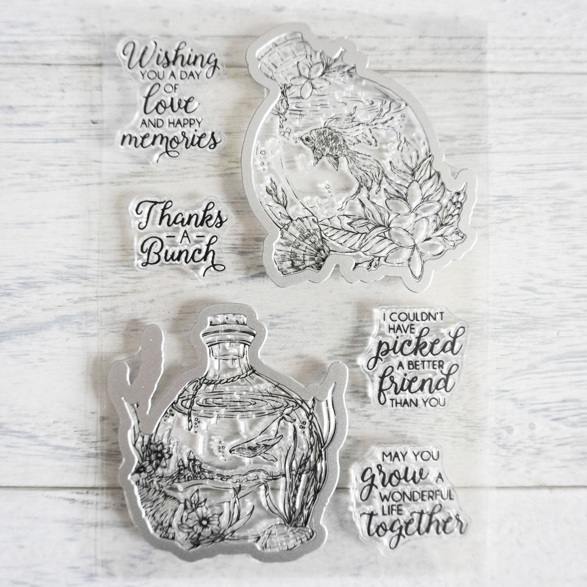 Little Fish Marine Eco Bottle Cutting Dies And Stamp Set YX585-S+D