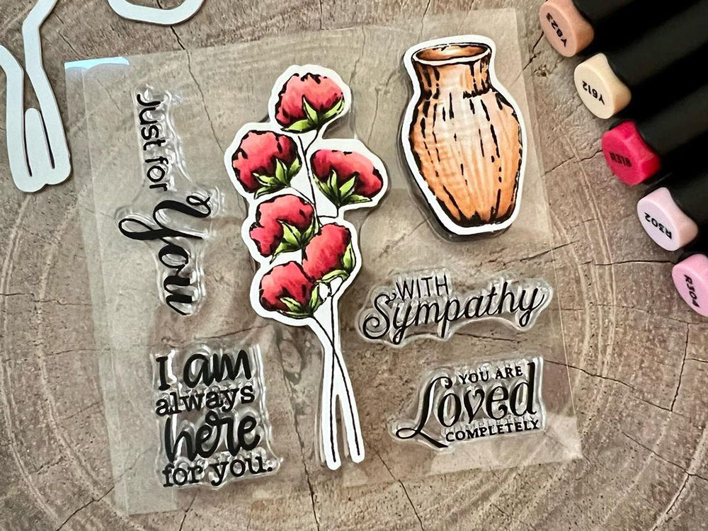 Home Decor Table Desk Flowers In Bottle Mini Cutting Dies And Stamp Set YX608-S+D