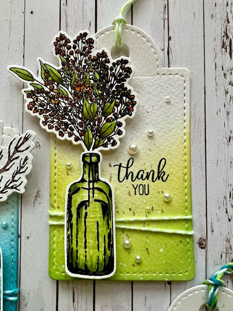 Table Flowers Floral In Bottle Mini Cutting Dies And Stamp Set Home Decor YX609-S+D