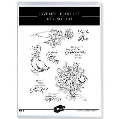 Bloom Bundle Roses And Duck Cutting Dies And Stamp Set YX593-S+D