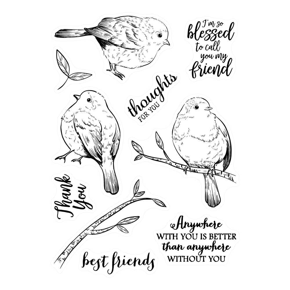 Cute Fatty Sparrow Birds Clear Stamp Autumn Winter Series YX675-S