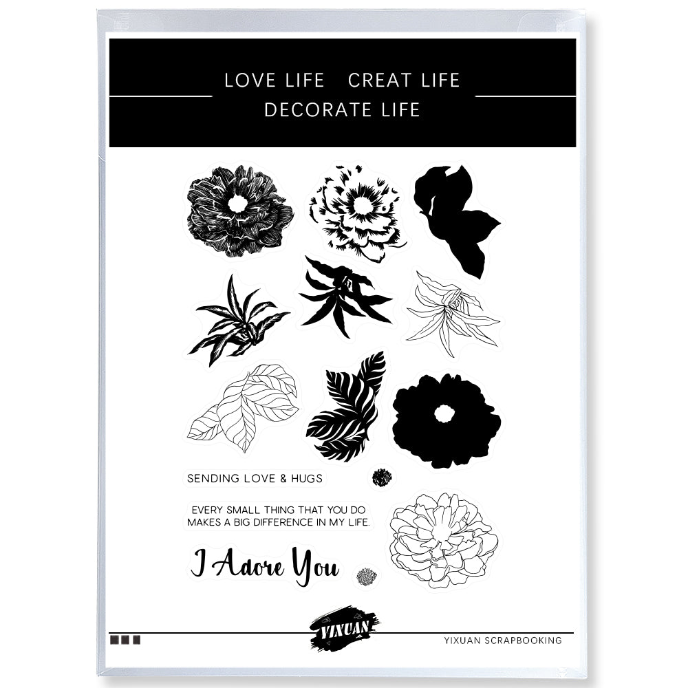 Bloomed Peony Flowers Clear Stamp YX650-S