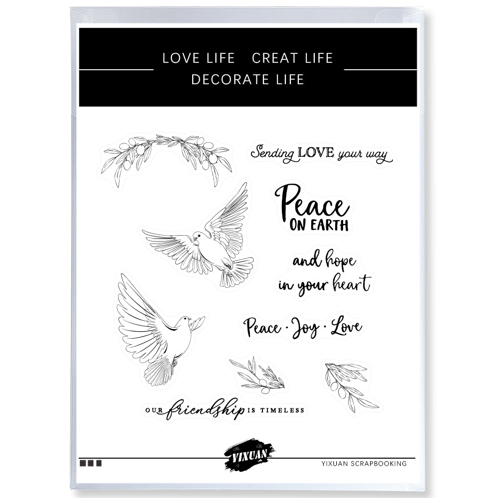Pure White Pigeon Birds Clear Stamp Nature And Peace YX551-S