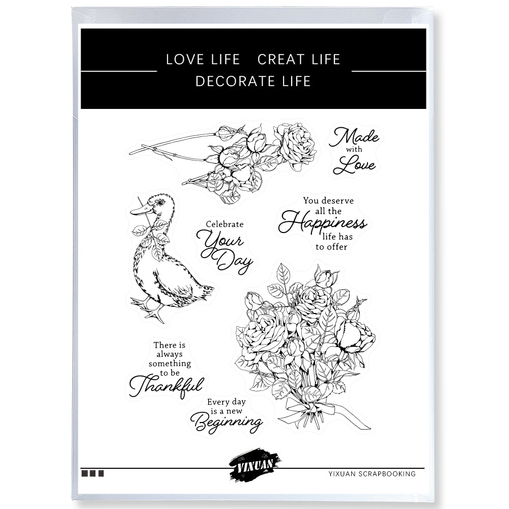 Bloom Bundle Roses And Duck Clear Stamp Set YX593-S