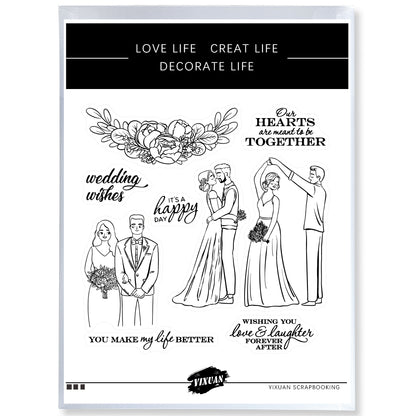 Wedding Bride Bridegroom Love Couples Cutting Dies And Stamp Set YX553-S+D